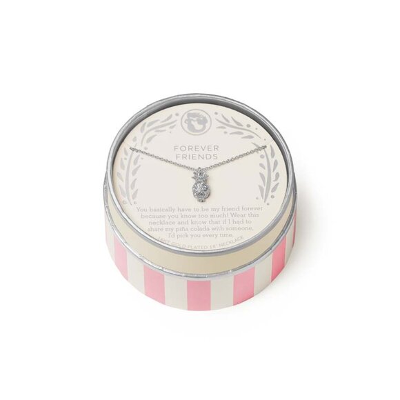 Spartina 449 Forever Friends Pineapple Charm Rhodium Plated Silver 18" Necklace - Picture 1 of 1